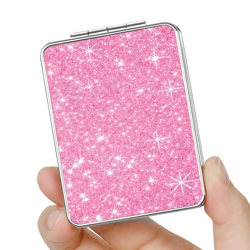 dcdcee Pocket Mirror, Small Travel Mirror with Magnification, Portable Double-Sided Magnifying Cosmetic Mirror for Daily (Glitter - 1) - Image 1