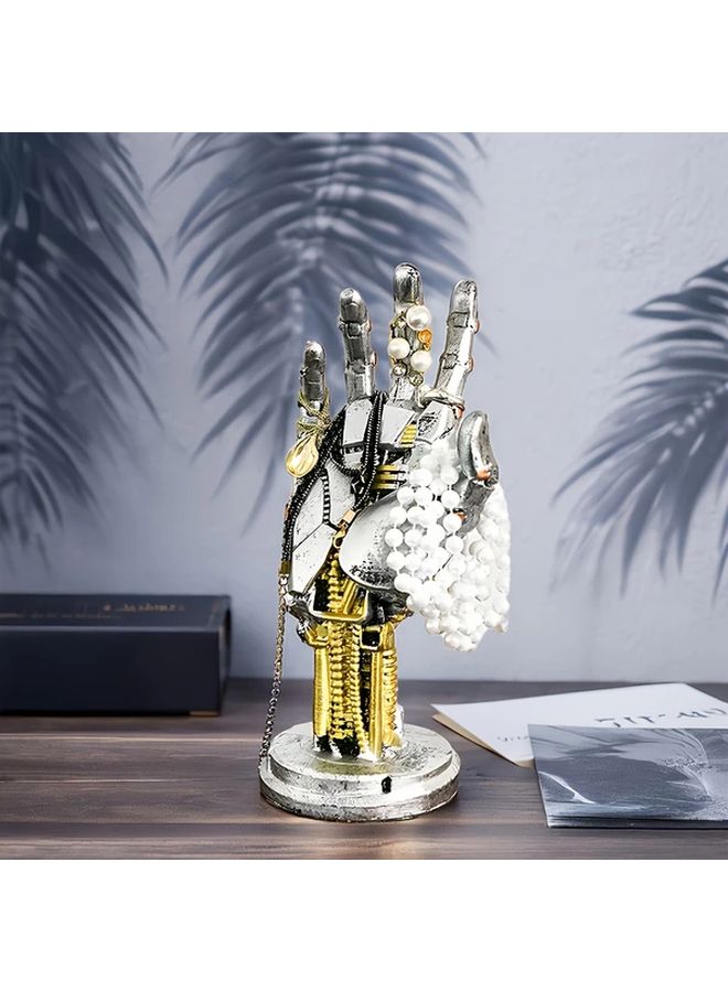 Silvery Cyberpunk Robotic Arm Headphone Stand 3 in 1 Game Controller Holder Desktop Decor - Image 4