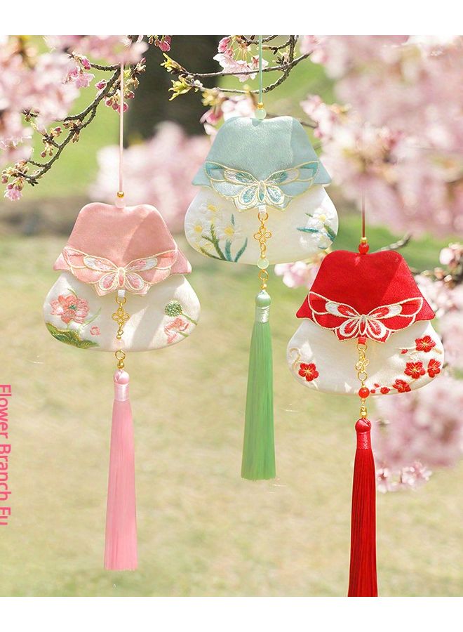 Red Hanfu Sachet Pendant Butterfly Design Tassel Traditional Chinese Home Fragrance - Image 2