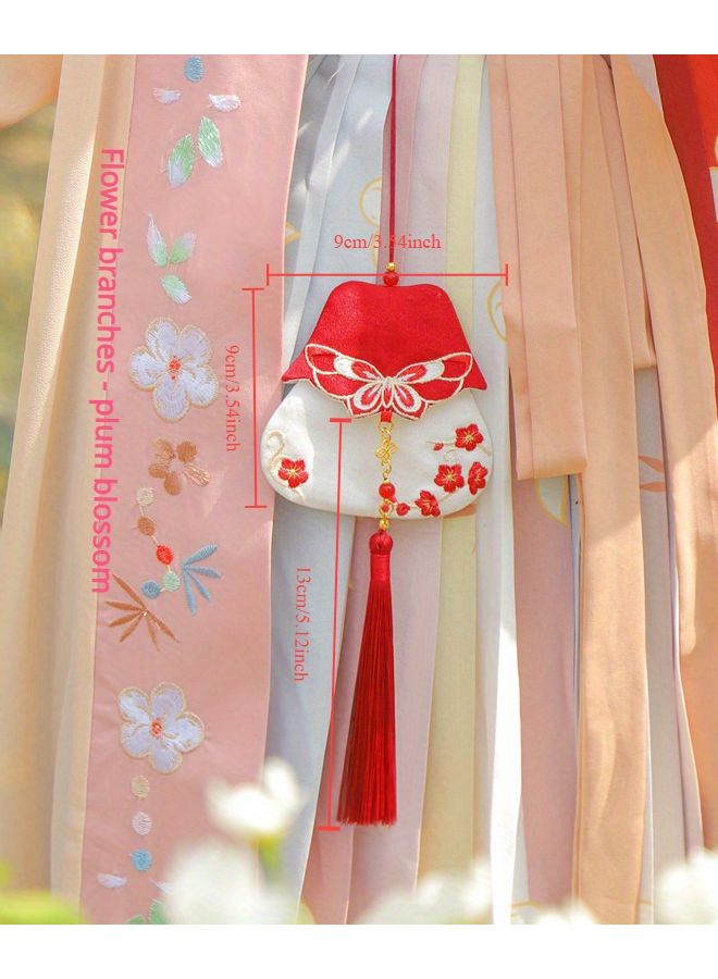 Red Hanfu Sachet Pendant Butterfly Design Tassel Traditional Chinese Home Fragrance - Image 4