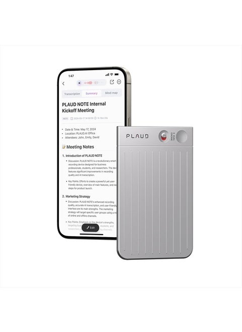 AI Voice Recorder, PLAUD Note Voice Recorder w/Case, App Control, Transcribe & Summarize Empowered by ChatGPT, Support 59 Languages, 64GB Memory, Audio Recorder for Lectures, Meetings, Calls, Silver