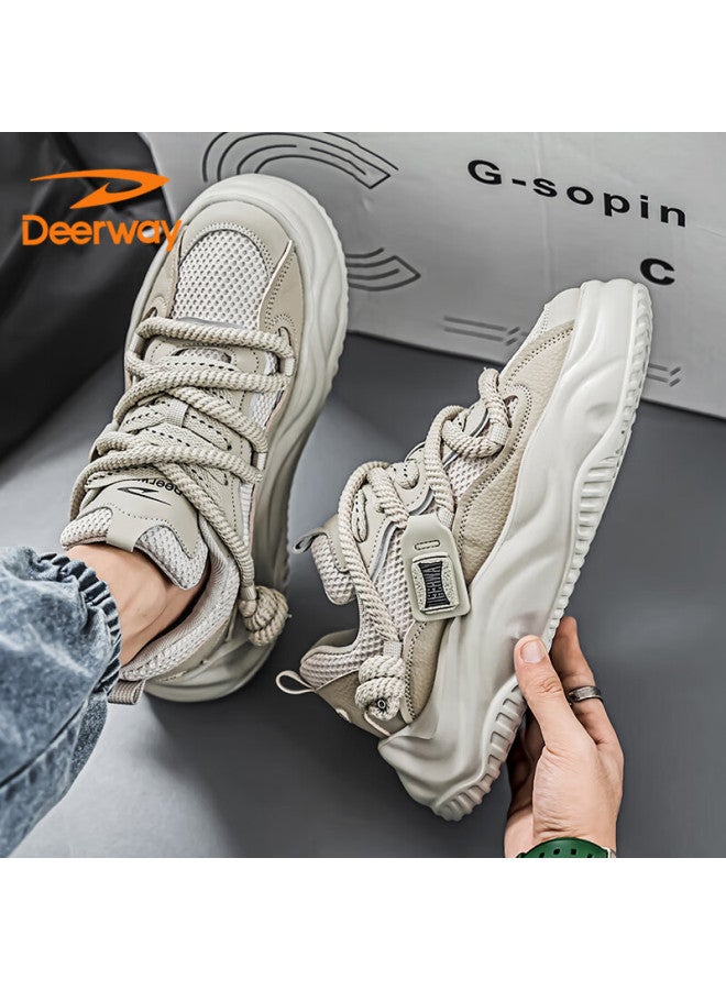 Deerway Dad Shoes For Men, Summer Men's Shoes, Breathable Thick-soled Height-increasing Sports Running Shoes, Coconut Gray, Size 42 - Image 5