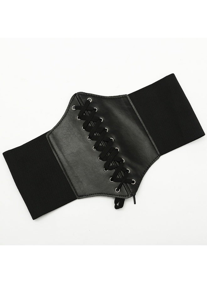 حزام حزام حزام نسائي كلاسيكي نسائي، حزام خصر مطاطي عريض 12 سم - Image 1