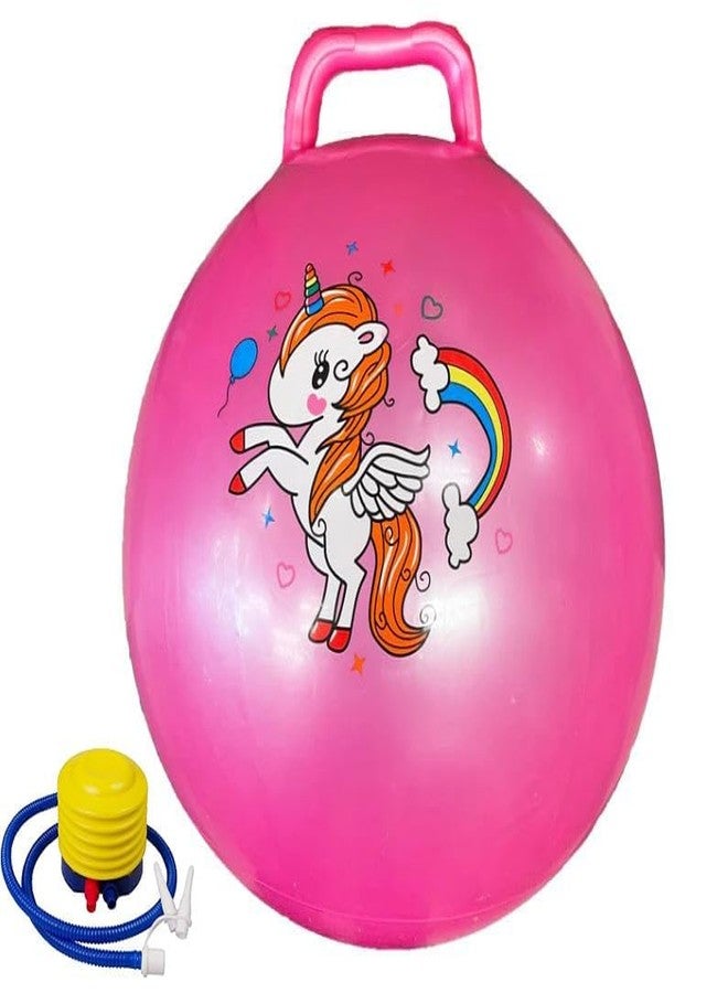 Bastlix Boys and Girls Hop Ball - Inflatable Kangaroo Bouncing with Handle, Sit and Bounce Rubber Jumping Hopper Ball for Kids Fun Indoor Outdoor Toy for Play, Exercise & Balance Training (Pink) - Image 1