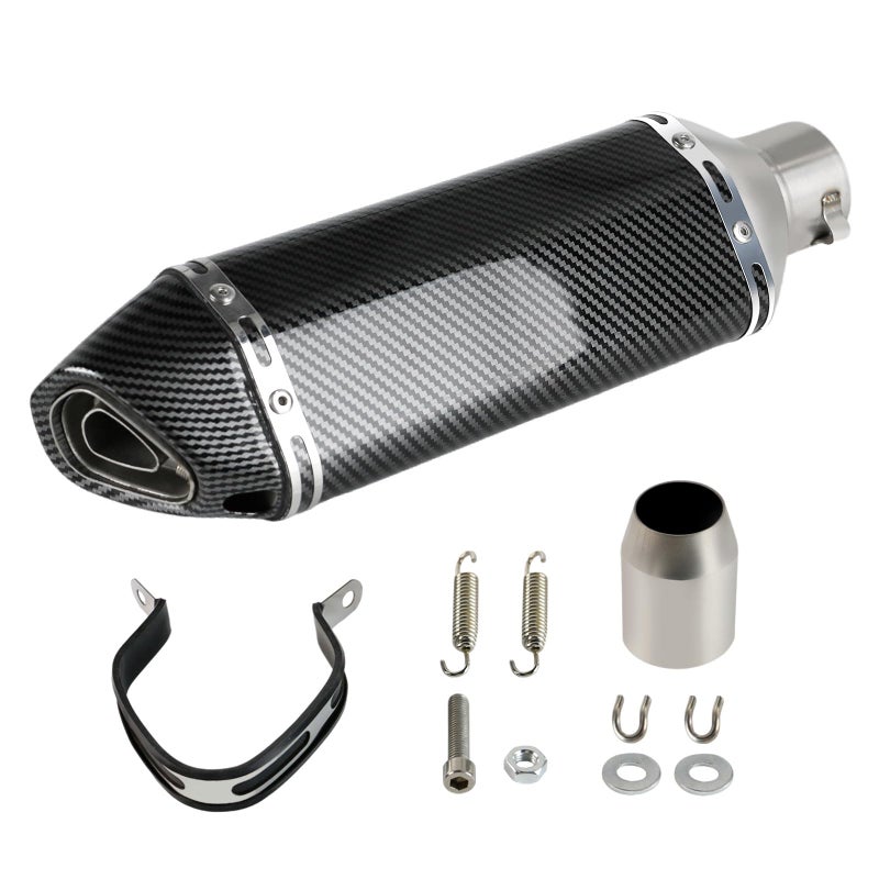 Exhaust Muffler Carbon Fiber 152Inlet with Removable DB Killer for StreetSport Motorcycles and Scooters with 3851mm Diameter Exhaust Pipes