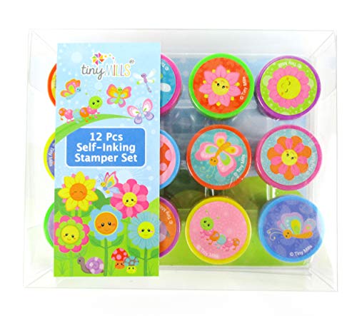 TINYMILLS 12 Pcs Spring Flowers Butterfly Stamp Kit for Kids Self Inking Stamps Gift Easter Basket Filler Rewards - Image 5