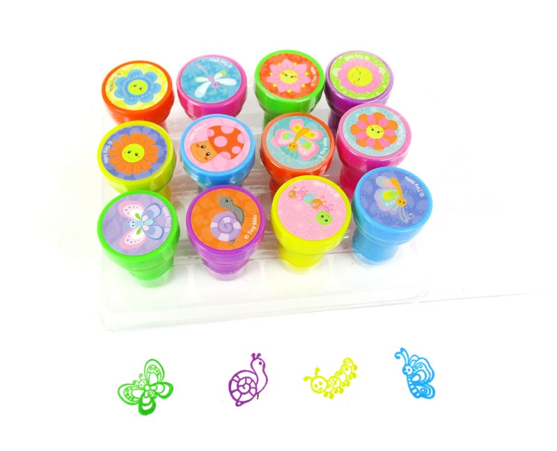 TINYMILLS 12 Pcs Spring Flowers Butterfly Stamp Kit for Kids Self Inking Stamps Gift Easter Basket Filler Rewards - Image 3