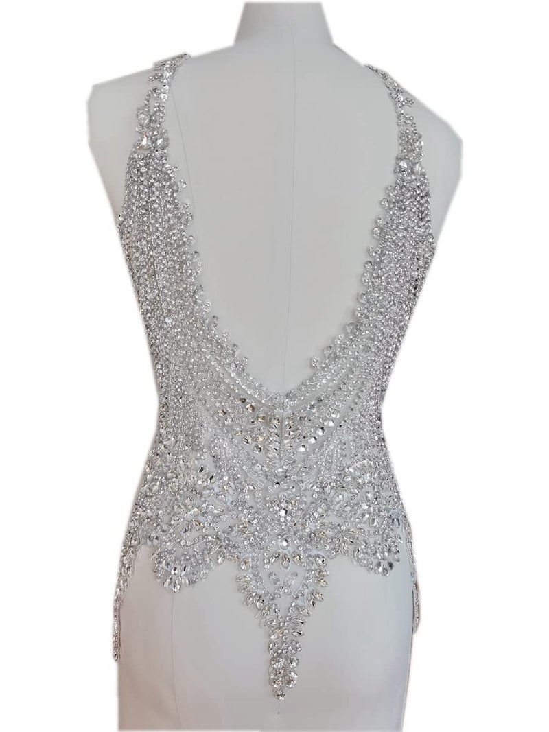 Zbroh تطبيقات دانتيل مزينة بحبات الراين الملونة 16 يدوي للخياطة على الملابس والإكسسوارات البيضاء