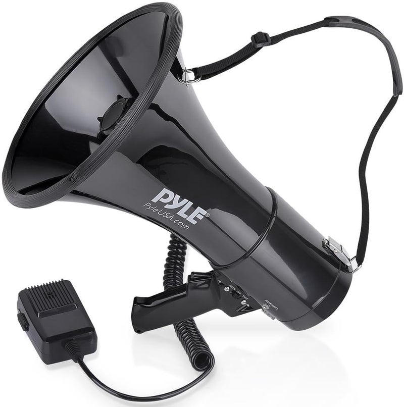 Pyle Megaphone Speaker PA Bullhorn with Built-in Siren - 50 Watts & Adjustable Volume - PMP53IN, Black - Image 1