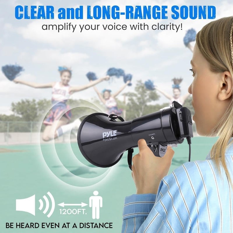 Pyle Megaphone Speaker PA Bullhorn with Built-in Siren - 50 Watts & Adjustable Volume - PMP53IN, Black - Image 3