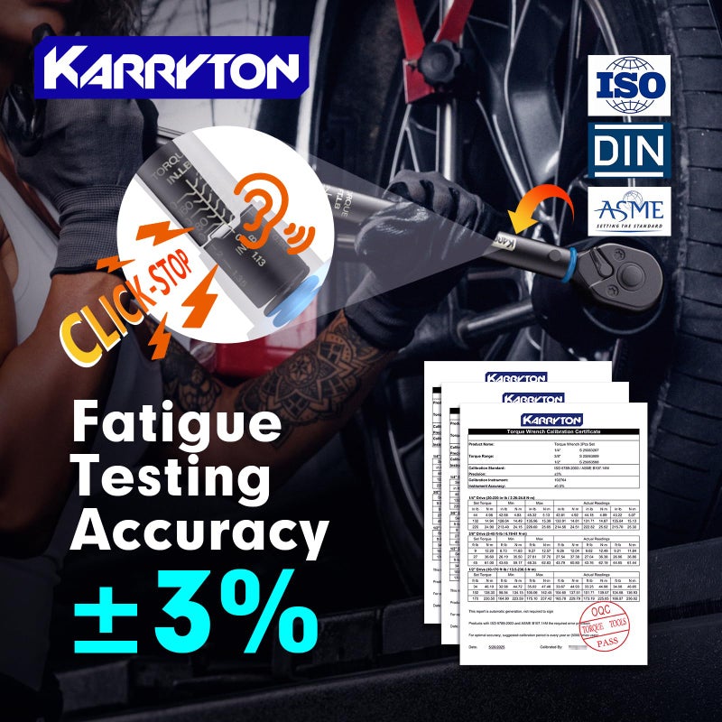 KARRYTON 35pc Torque Wrench Set 1/4 3/8 1/2-Inch Drive, CR-MO/72-Tooth/Dual Scale Â±3% Accuracy Click Torque Wrenches w/Adapters for Auto, Bike, Motor - Image 4