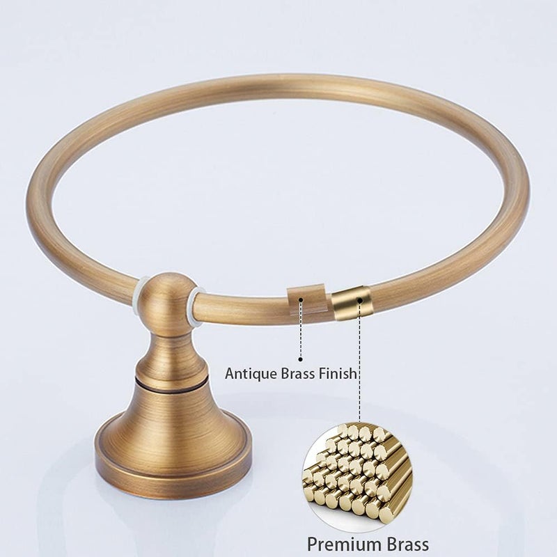 Leyden Towel Ring Antique Brass Hand Towel Holder Bathroom Accessories Brushed Shower Towel Hanger Round Wall Mounted - Image 3