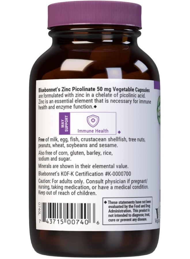 Bluebonnet Nutrition Zinc Picolinate 50 mg Vegetable Capsules - Image 3