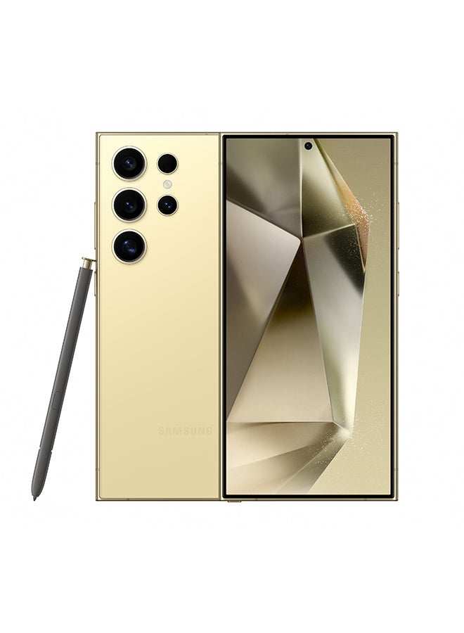 سامسونج هاتف Galaxy S24 Ultra ثنائي شريحة الاتصال، لون أصفر تيتانيوم، وذاكرة وصول عشوائي (RAM) سعة 12 جيجابايت، وذاكرة داخلية 256 جيجابايت، يدعم تقنية 5G - إصدار عالمي - Image 1