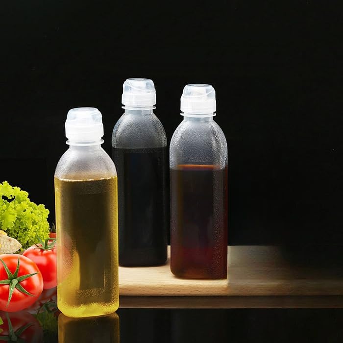 Newvent 3 Pcs Injection Press Oil Bottle Cooking Oil Dispenser Transparent Plastic Oil Container 500 ml - Image 1