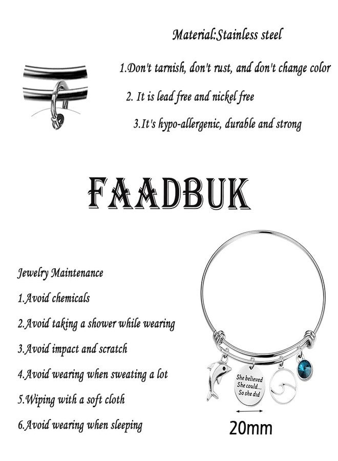 FAADBUK سوار دولفين من FAADBUK، هدية لمحبي الدلافين، لقد آمنت بقدرتها ففعلت، هدية ملهمة لها (سوار دولفين) - Image 2