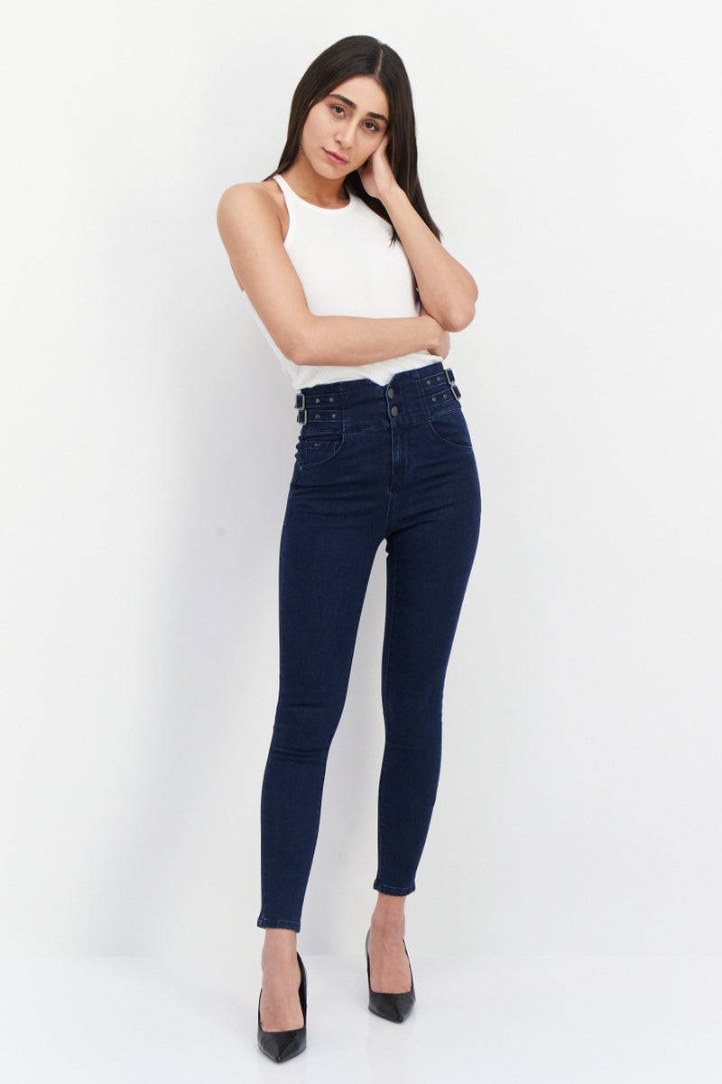 VERO MODA Women Slim Fit Washed Stretchable Denim Jeans, Blue - Image 3