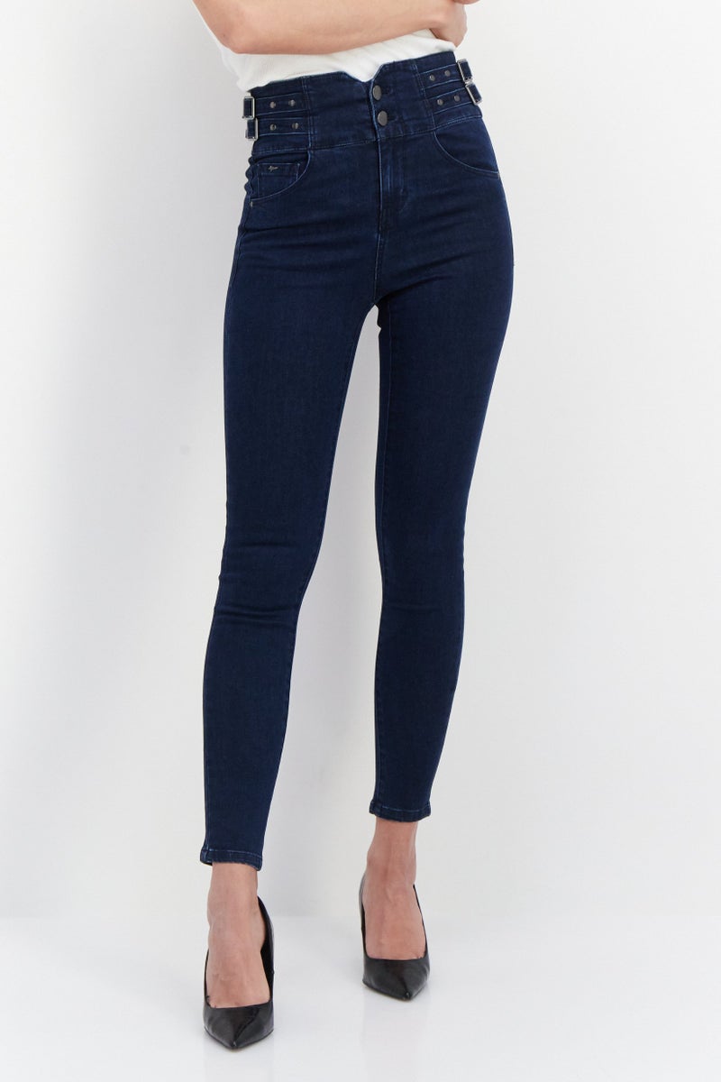 VERO MODA Women Slim Fit Washed Stretchable Denim Jeans, Blue - Image 1