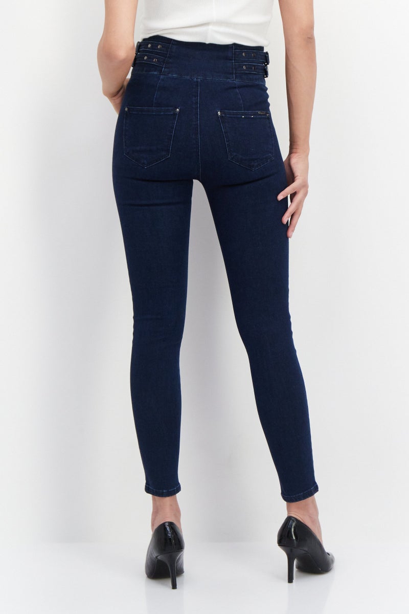 VERO MODA Women Slim Fit Washed Stretchable Denim Jeans, Blue - Image 2