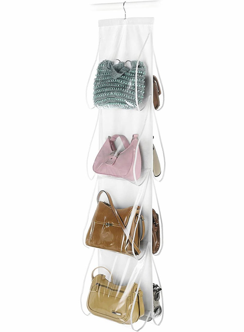 Y&D Handbag Hanging Organizer, 8 Pocket Purse Organizer Storage Hanger Cloth Closet for Family Bedroom, Foldable and Universal Fit, with Clear Pockets - Image 1