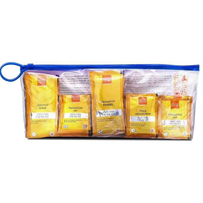 VLCC Natural Anti Tan Facial Kit  Multi Use 6 Facials Salon Like Facial at Home in Just 5Steps  Includes Scrub Gel Powder Massage Cream  Face Pack  1058 Oz300 g