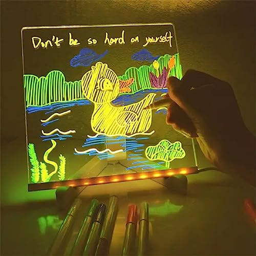 BAREPEPE 3D Acrylic Writing Board with Pen & Light, LED, Rewritable Acrylic Message board with stand, Dry Erase Board with 14 Pen for Note/Message/Memo for Home, Offices(20cm X 20cm Medium) - Image 4