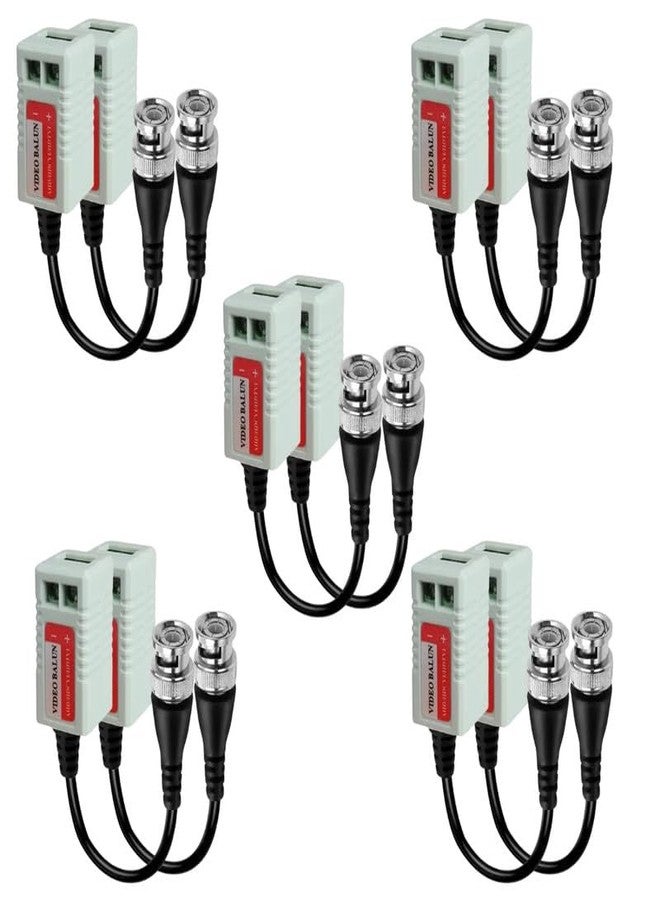 COOLCOLD Video Balun, Mini CCTV BNC Transceiver With Pigtail, Coax to UTP Cat6 Connector HD 720P 1080P, Video Passive Balun for HD-TVI/CVI/AHD/Analog/960H Camera (5 Pair) - Image 1