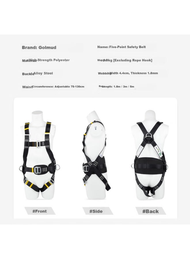 Golmud Golm Full Body 5-point High Alude Safety Harness Fall Protection Rope Set Safety Belt 8088 Single Small Hook 1.8m - Image 3