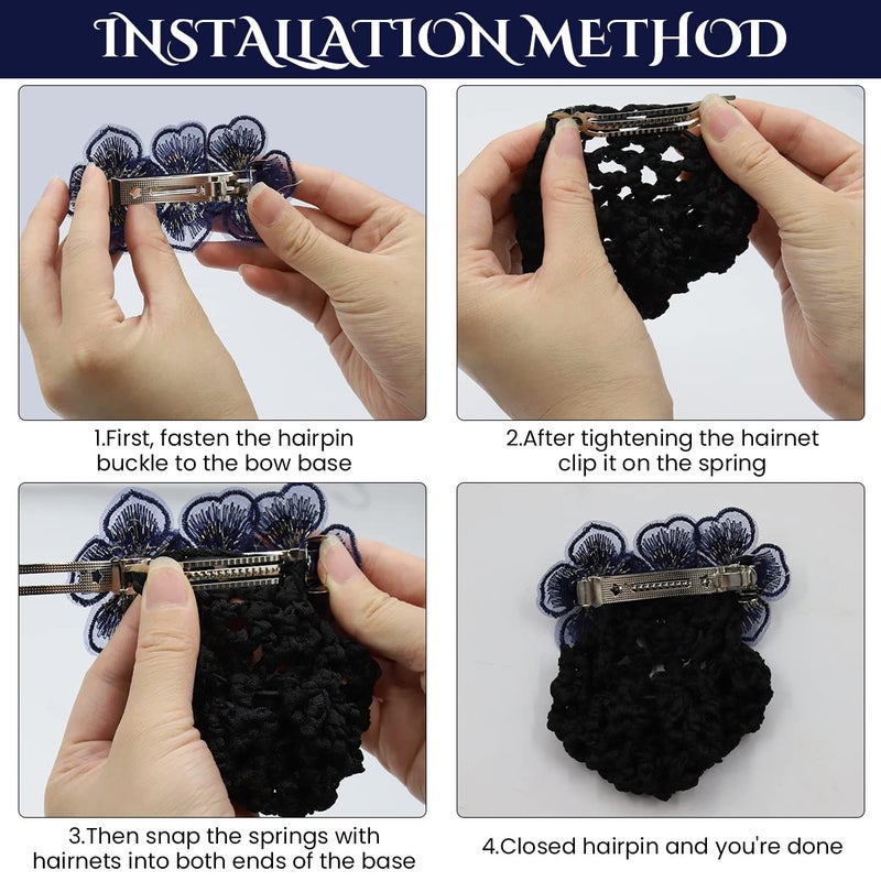 M'AYCREATE ® Hair Snood Net, Flower Bun Accessories For Women, Clip Net For Bun, Mesh Maker, Knit Cover Hairnet For Daily, Work, Dancer, Nurse, Multi - Image 4