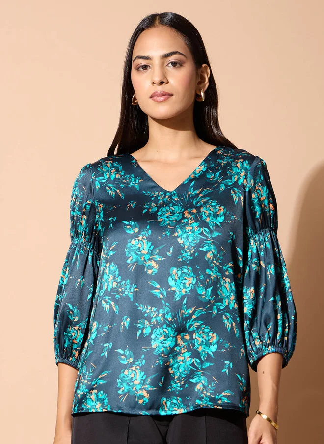 سولت اتاير SALT ATTIRE Floral Satin Top