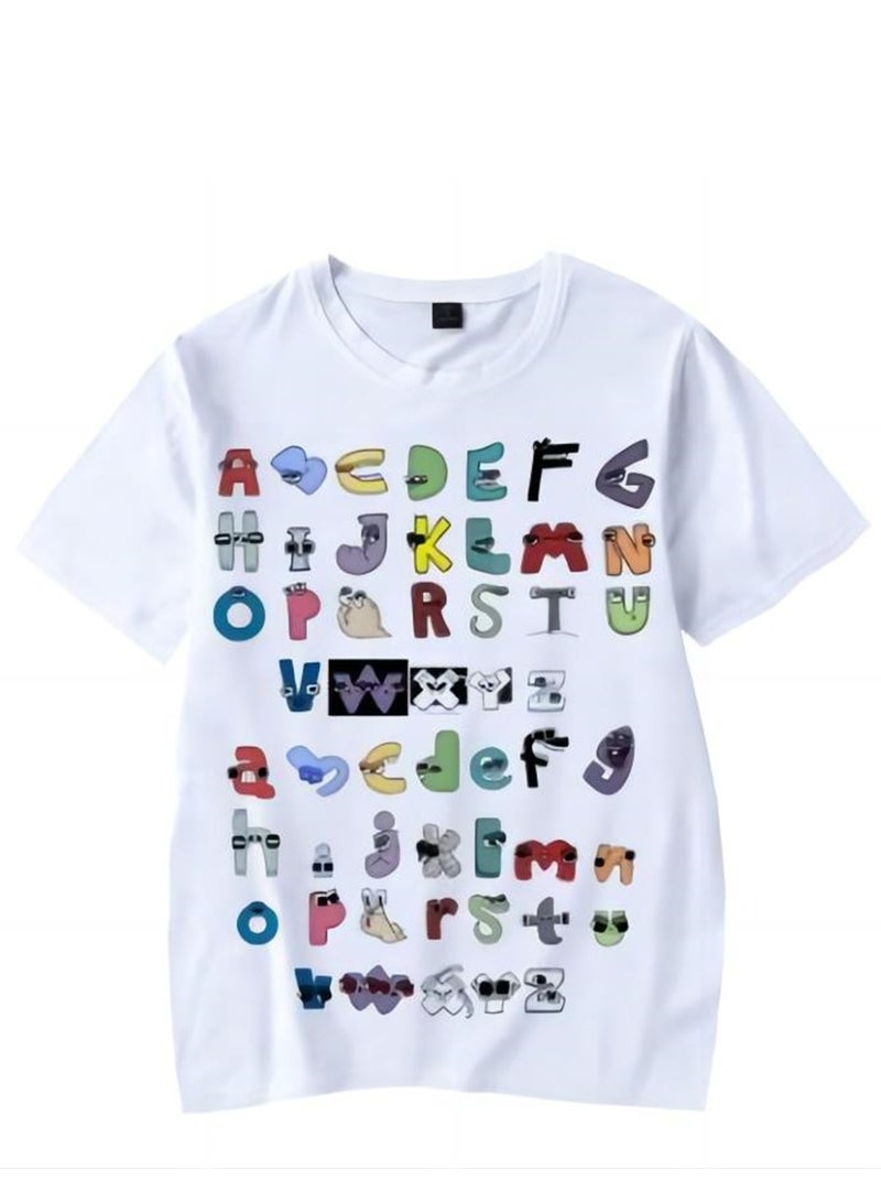 Cartoon Letter Legend 3D digital printing personalized breathable children's T-shirt - Image 1