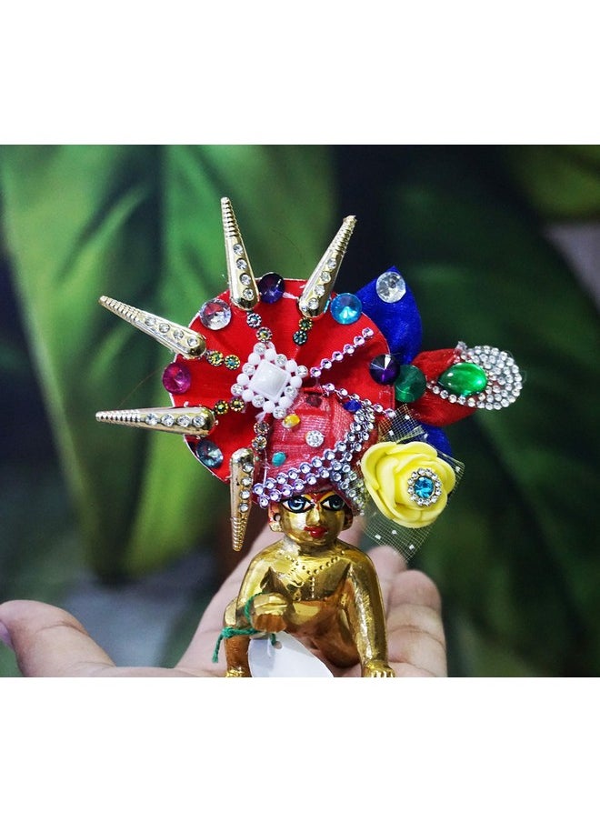 Dhinchak DHINCHAK® Laddu Gopal Pagdi Set Special for Kanha Ji Size 1 no Bhagwan Home mandir for Small Laddu Gopal  - Image 1