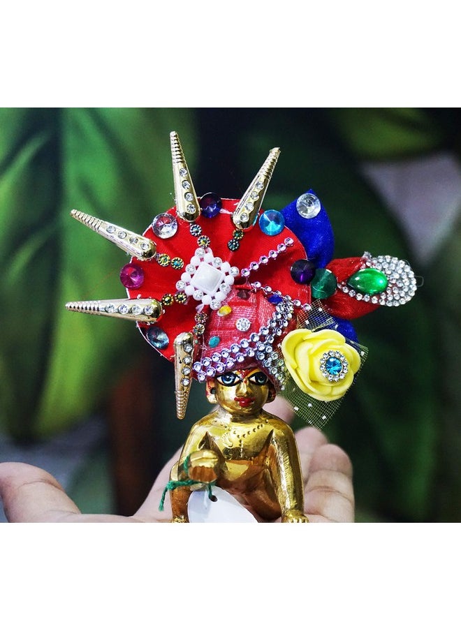 Dhinchak DHINCHAK® Laddu Gopal Pagdi Set Special for Kanha Ji Size 1 no Bhagwan Home mandir for Small Laddu Gopal  - Image 4