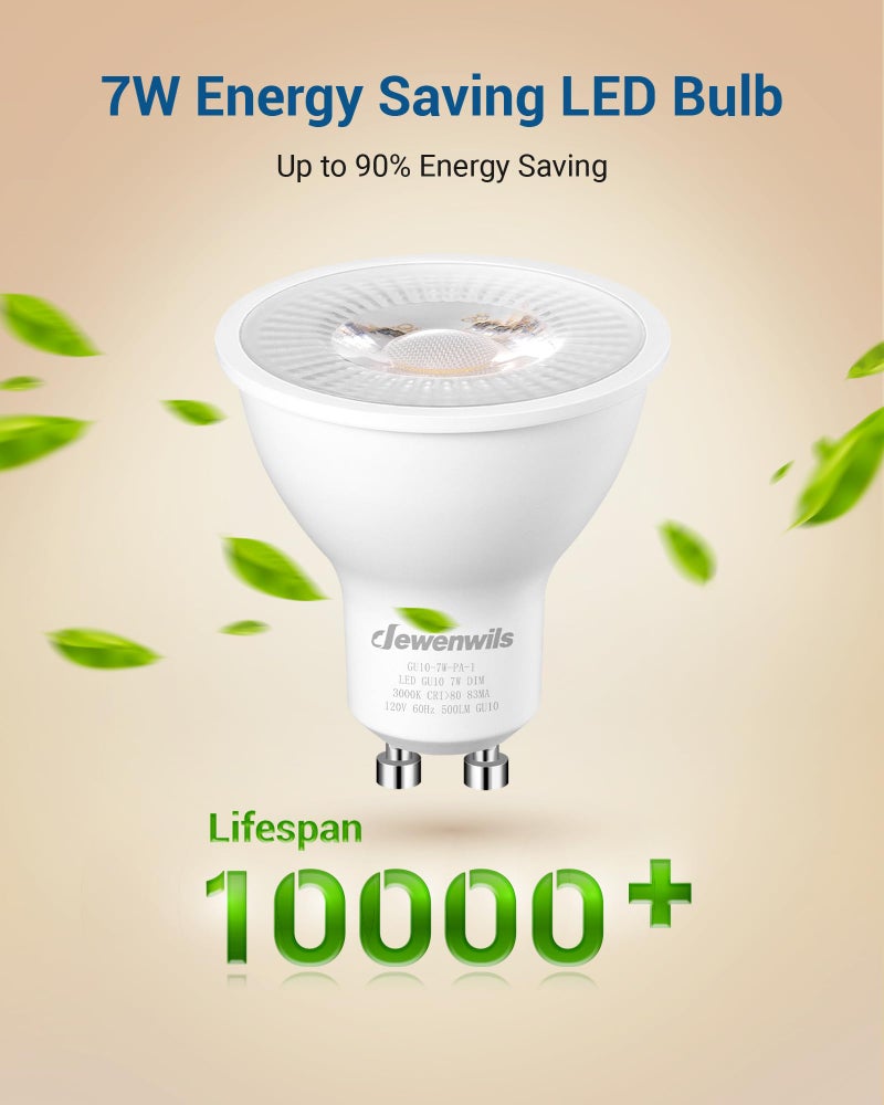 DEWENWILS 10-Pack GU10 LED Bulb Dimmable, 3000K Warm White GU10 Bulb Replacement for Track Lighting, 500LM, 7W(50W Equivalent) LED Light Bulb for Kitchen, Range Hood, Living Room, Bedroom - Image 5