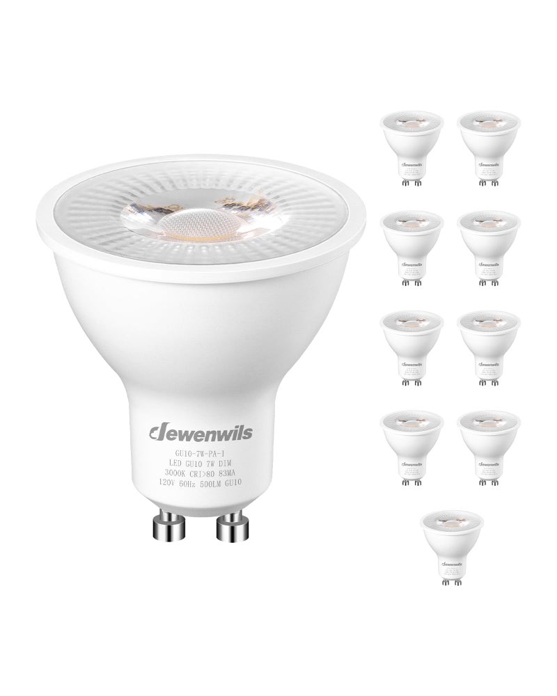 DEWENWILS 10-Pack GU10 LED Bulb Dimmable, 3000K Warm White GU10 Bulb Replacement for Track Lighting, 500LM, 7W(50W Equivalent) LED Light Bulb for Kitchen, Range Hood, Living Room, Bedroom - Image 1