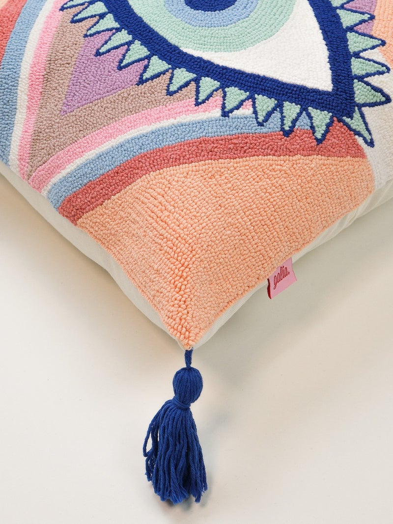 Galia Tasarım Special Design Eye Tassel Punch Cushion Cover - Pastel  - Image 2