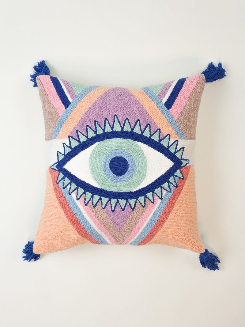 Galia Tasarım Special Design Eye Tassel Punch Cushion Cover - Pastel  - Image 1