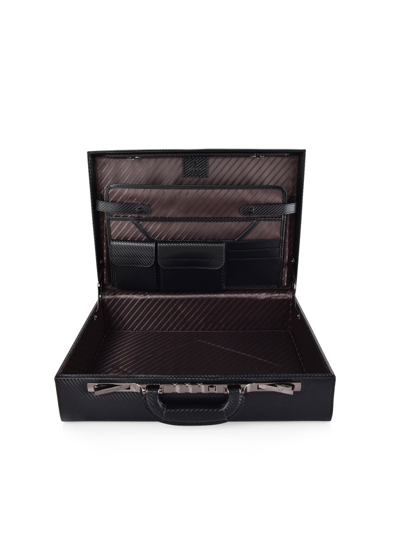 MAGELLAN Magellan Leather Expandable Attache Case 1Piece E15-2001 Black - Image 1