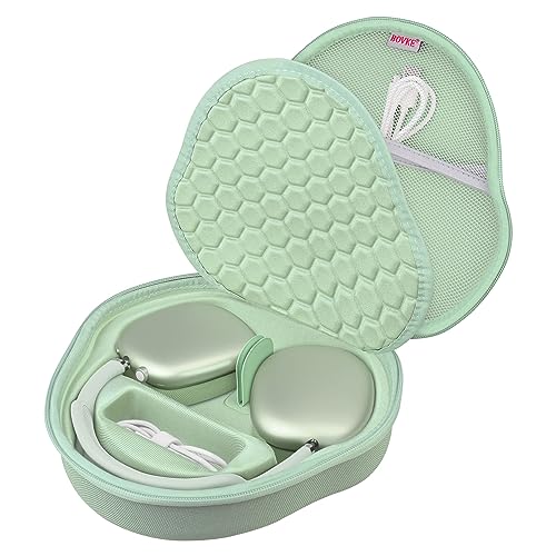 BOVKE Hard Carrying Case with Sleep Mode for Apple AirPods Max Wireless Over-Ear Headphones, AirPods Max Protective Portable Storage Bag with Mesh Pocket for Headphone Accessories, Green - Image 1
