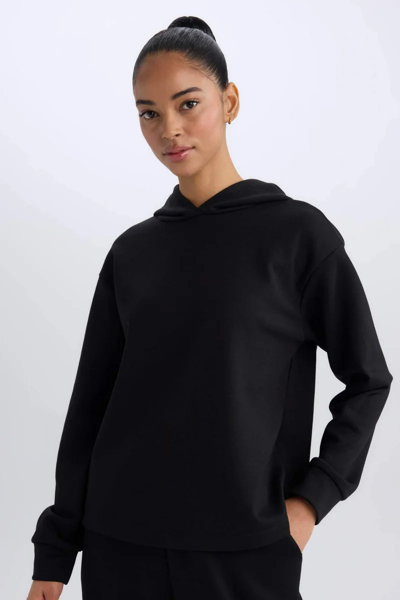 ديفاكتو DeFactoFit Standard Fit Hooded Scuba Fabric Sports Sweatshirt