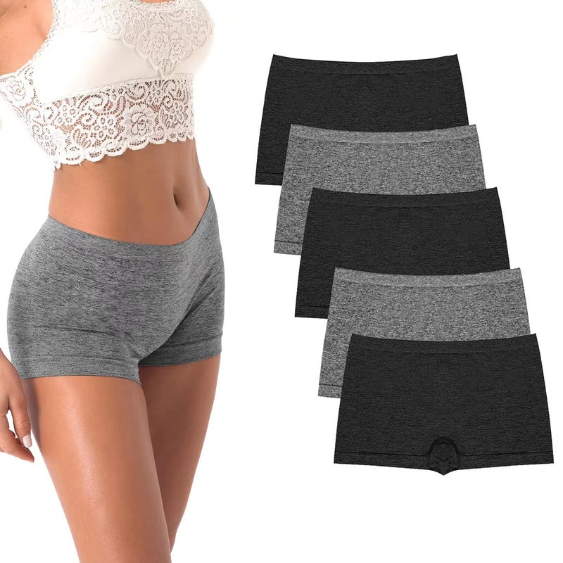 R RUXIA Women's Underwear Boxer Briefs 5 Packs(Regular & Plus Size) - Image 1