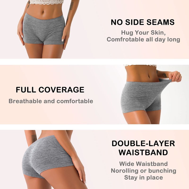 R RUXIA Women's Underwear Boxer Briefs 5 Packs(Regular & Plus Size) - Image 4