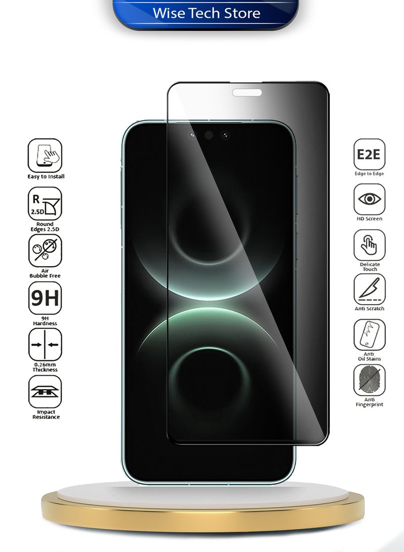 دبليو تيك واقي شاشة زجاجي مقسى كامل الغطاء بكامل الغراء لهاتف هواوي ميت 80 برو 5G 2025 من سلسلة E2E المميزة للخصوصية (MSGECP) - شفاف/أسود - Image 2