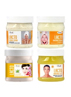Lacto Anti Tan Customized Facial Kit Removes Sun Tan & Dark Spot Scrub Massage Cream Massage Gel Face Pack Paraben Free 500 Ml (Pack Of 4).