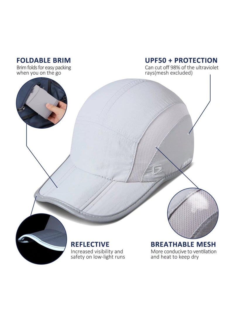 Excefore Men Women Baseball Cap, Reflective Folding Outdoor Hat Adjustable Unstructured Design UPF 50+ Sun Protection Sport Hats Unisex Baseball Cap - Image 4