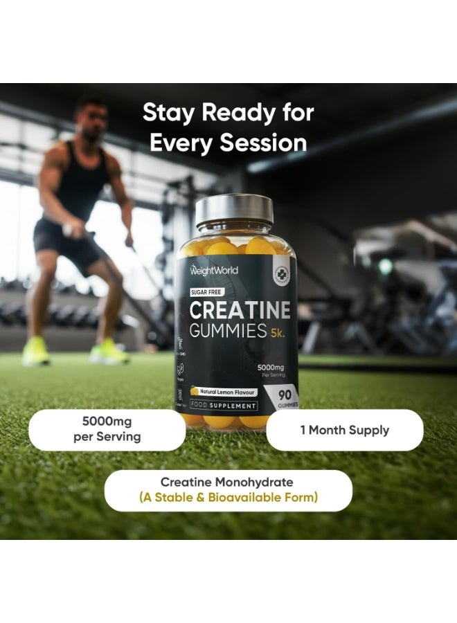 WeightWorld Creatine Gummies for Women & Men - 5000mg - Sugar-Free - 90 Gummies - Natural Lemon Flavour - Vegan-Friendly Creatine Monohydrate Supplement - 1 Month Supply - Non-GMO & Gluten-Free - Image 2