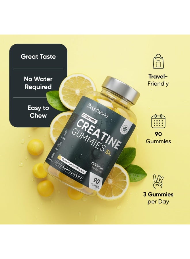 WeightWorld Creatine Gummies for Women & Men - 5000mg - Sugar-Free - 90 Gummies - Natural Lemon Flavour - Vegan-Friendly Creatine Monohydrate Supplement - 1 Month Supply - Non-GMO & Gluten-Free - Image 5