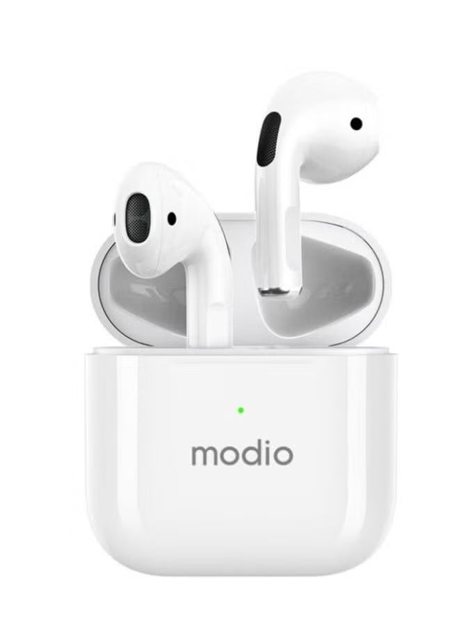 modio - ME4 True Wireless Stereo (TWS) Bluetooth Earbuds with Charging Case – In-Ear Headset with HD Sound, Touch Controls, Noise Isolation, Built-in Mic & Bluetooth 5.3 – Lightweight, Compact Design Compatible with Android & iOS for Music, Calls & More - Image 1