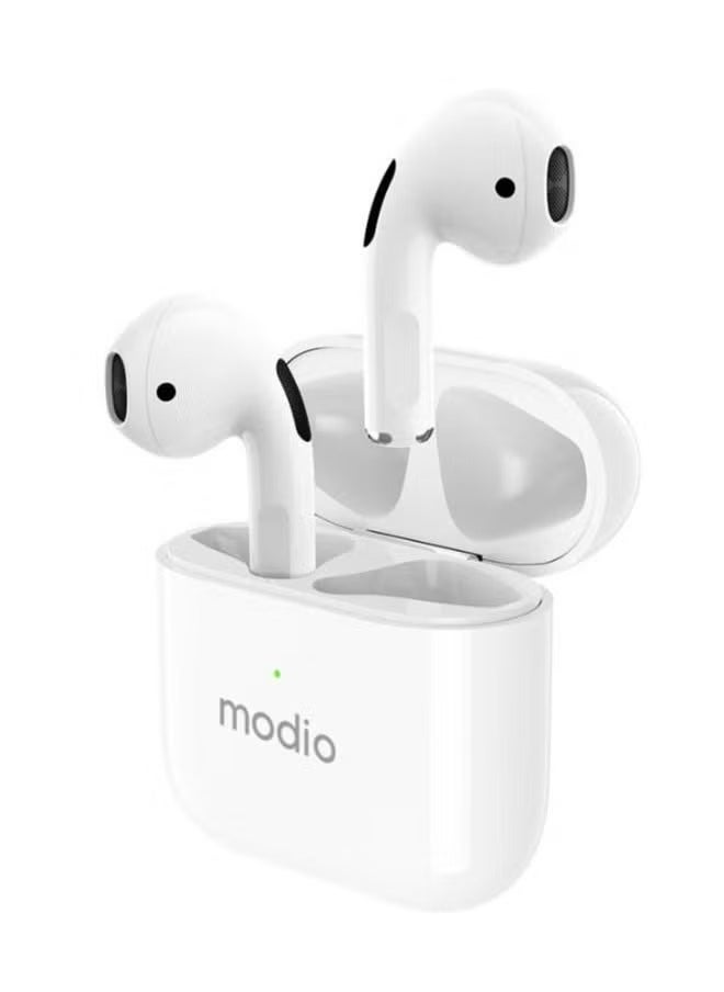 modio - ME4 True Wireless Stereo (TWS) Bluetooth Earbuds with Charging Case – In-Ear Headset with HD Sound, Touch Controls, Noise Isolation, Built-in Mic & Bluetooth 5.3 – Lightweight, Compact Design Compatible with Android & iOS for Music, Calls & More - Image 1