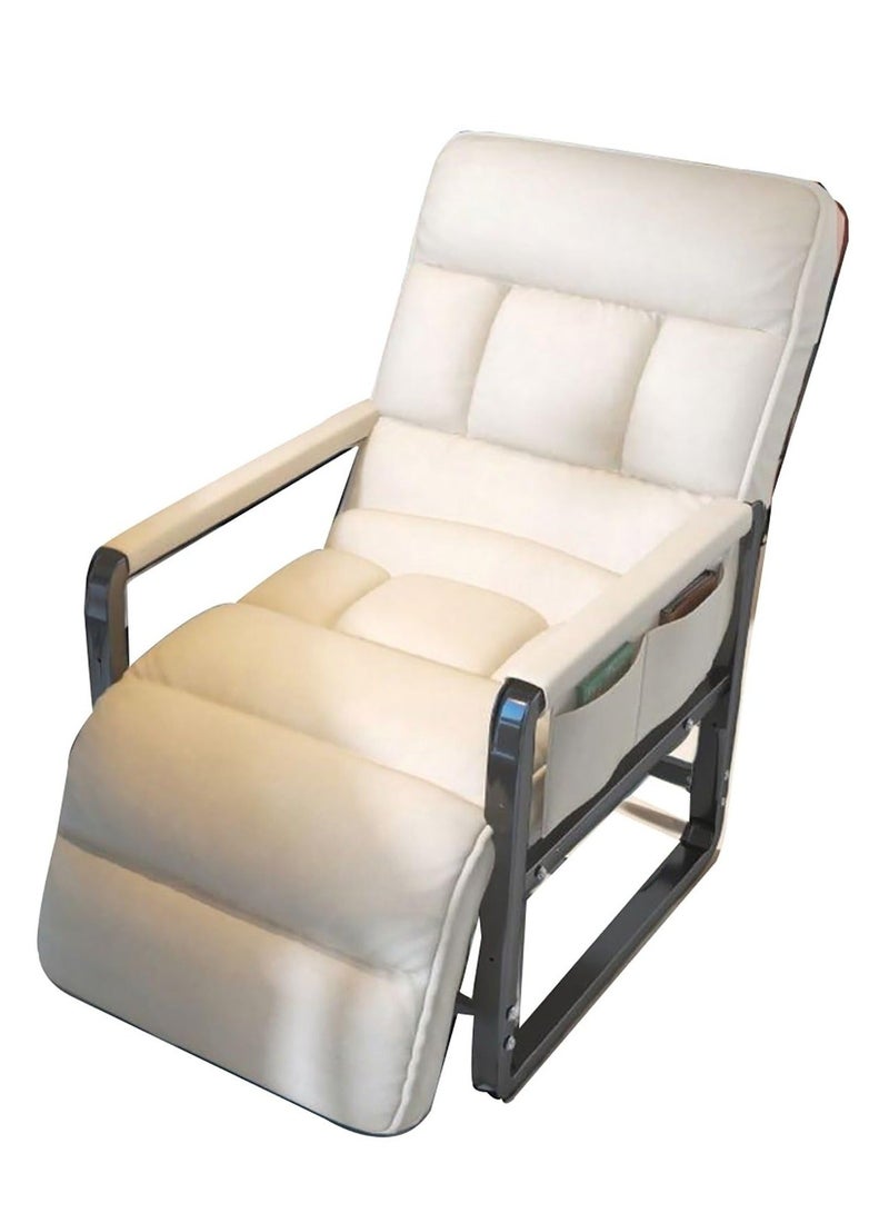 شو وو كرسي مكتب مريح مع مسند للقدمين، كرسي مكتب قابل للتعديل مع مساند ذراع مريحة، مبطن من القطن والكتان للمنزل والمكتب والدراسة باللون الأبيض - Image 1